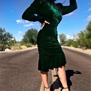 Green velvet dress